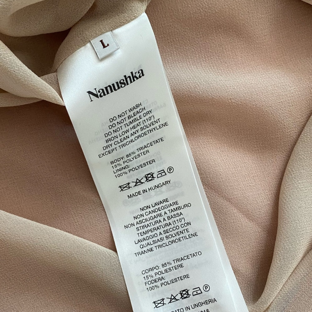 Nanushka Narita Belted Peach Apricot Satin Sleeveless High Neck Midi Dress - Picture 14 of 14